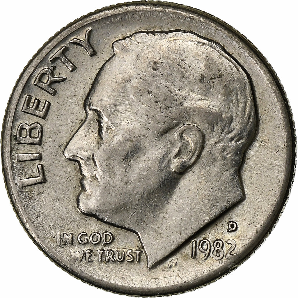 United States, Dime, Roosevelt Dime, 1982, Denver, Copper-Nickel Clad Copper