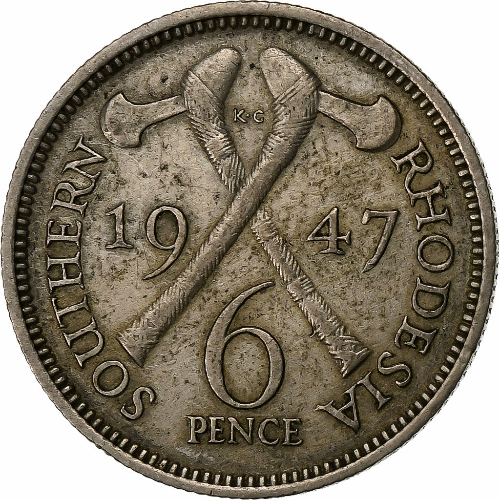 Zuidelijk Rhodesië, George VI, 6 Pence, 1947, Cupro-nikkel, ZF, KM:17b