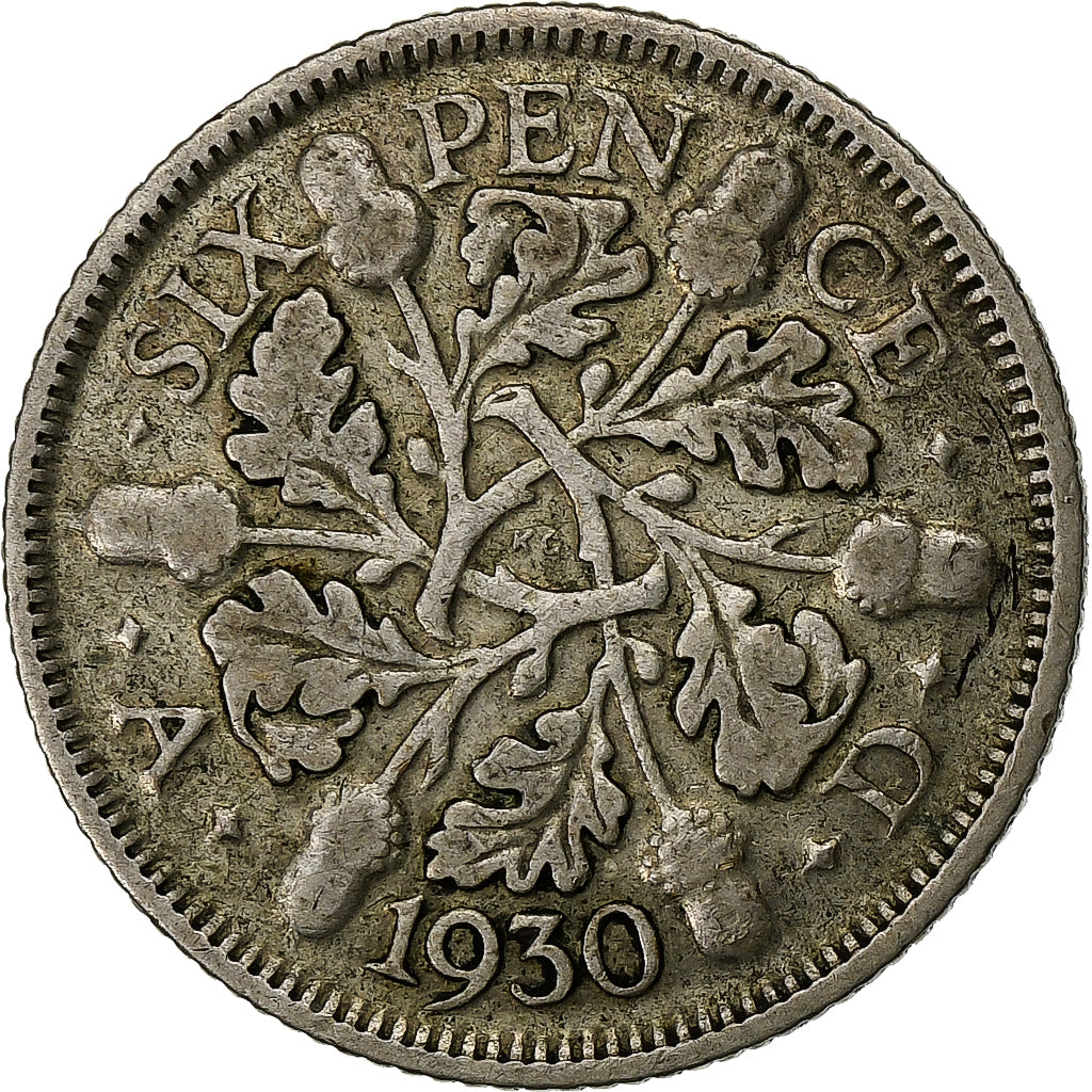 Great Britain, George V, 6 Pence, 1930, Silver, EF(40-45), KM:832