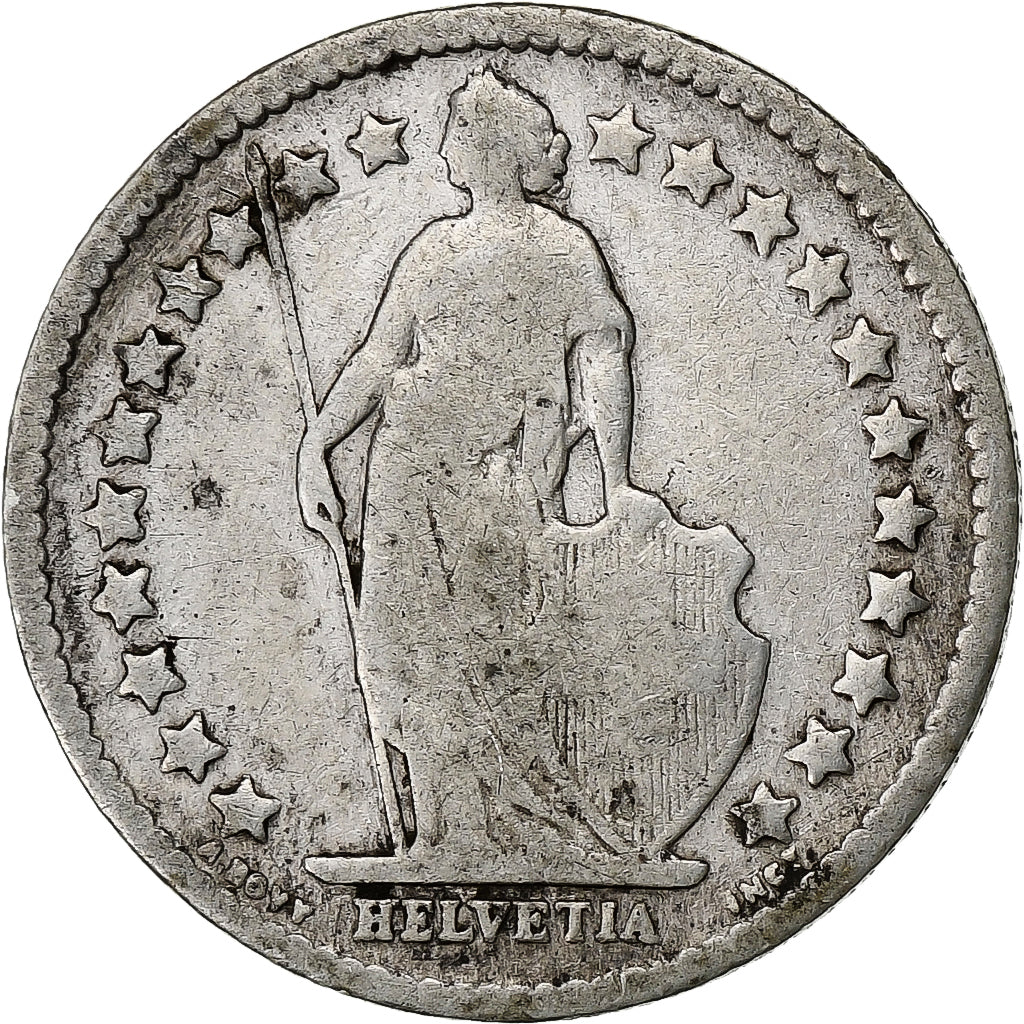 Suiza, 1/2 Franc, 1906, Bern, Plata, BC+, KM:23
