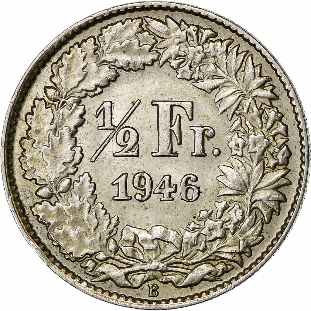 Switzerland, 1/2 Franc, 1946, Bern, Silver, AU(50-53), KM:23