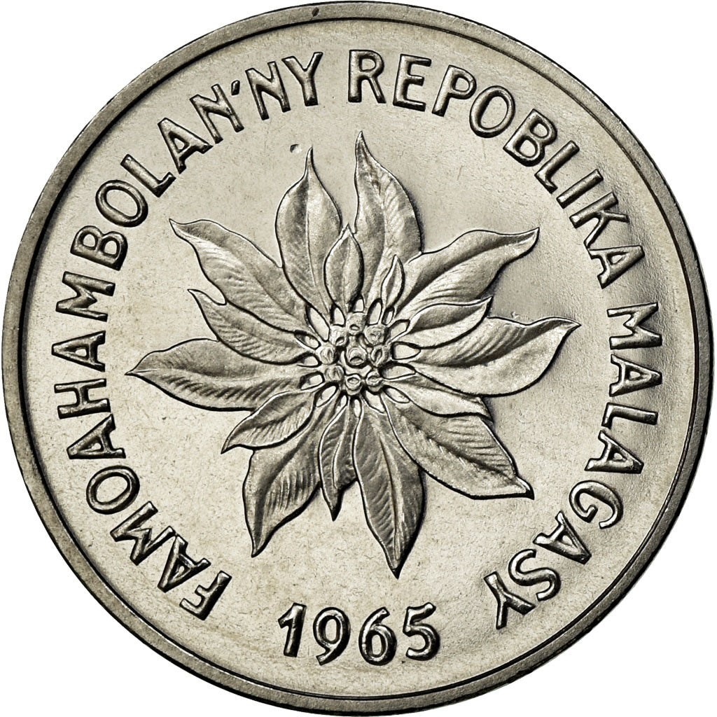 Coin, Madagascar, 2 Francs, 1965, Paris, MS(65-70), Stainless Steel, KM:E7