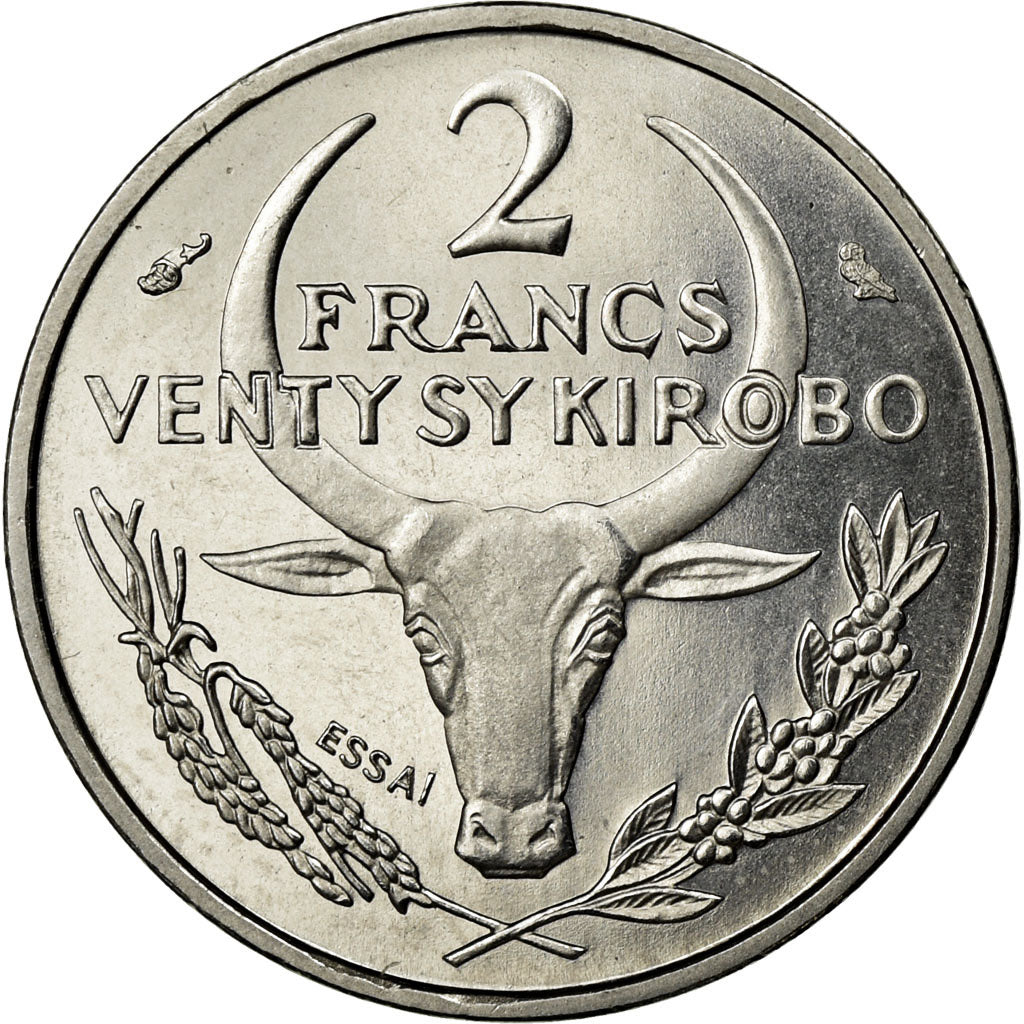 Moneta, Madagascar, 2 Francs, 1965, Paris, FDC, Acciaio inossidabile, KM:E7