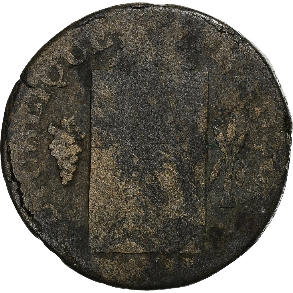 France, Sol, Sol aux balances françoise, 1793, Nantes, Bronze, VG(8-10)