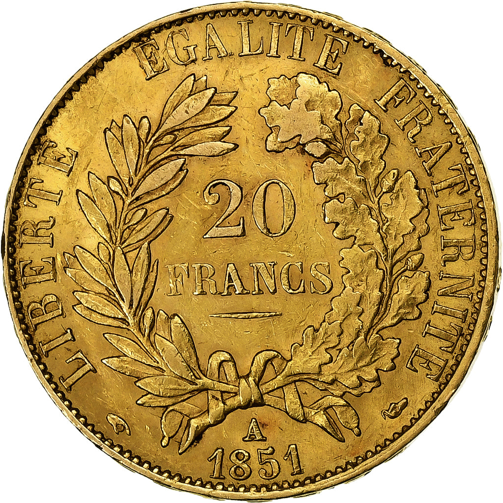 France, 20 Francs, Cérès, 1851, Paris, Or, TTB+, Gadoury:1059, KM:83