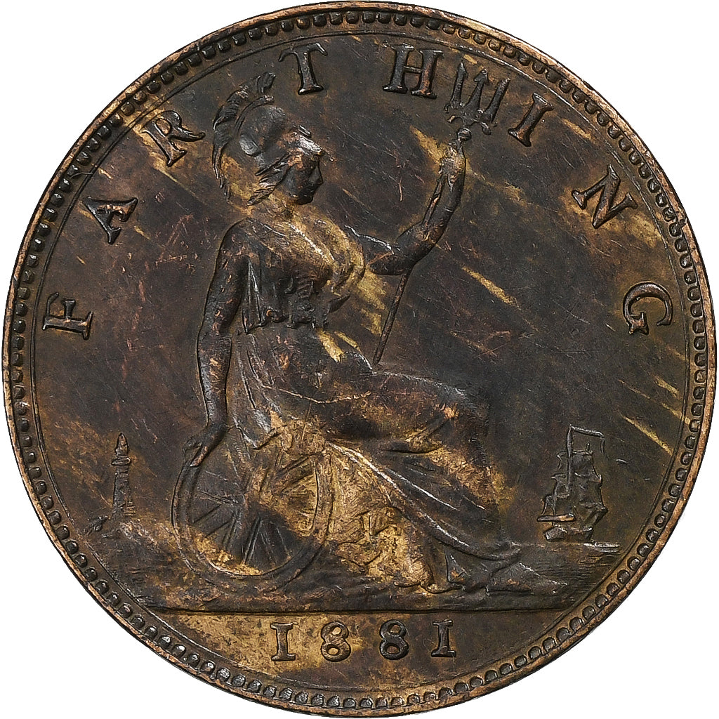 Grã-Bretanha, Victoria, Farthing, 1881, Bronze, AU(50-53), KM:753