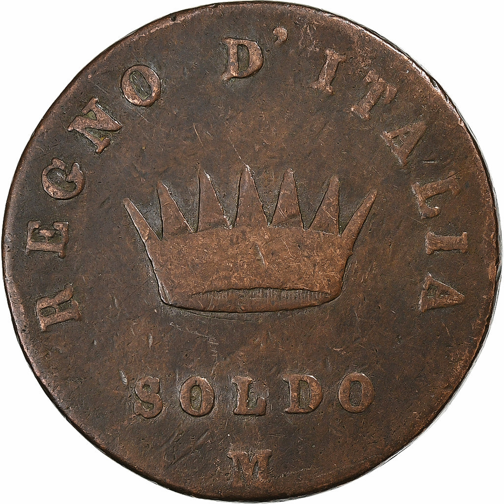 ESTADOS ITALIANOS, KINGDOM OF NAPOLEON, Napoleon I, Soldo, 1809, Milan, Cobre