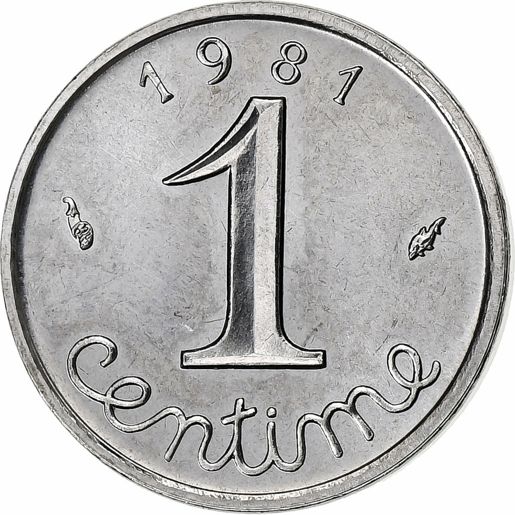 Frankrijk, Centime, Épi, 1981, Paris, Rare, Stainless Steel, PR+, Gadoury:91
