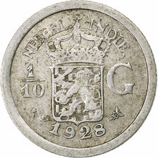 Indes orientales néerlandaises, Wilhelmina I, 1/10 Gulden, 1928, Utrecht