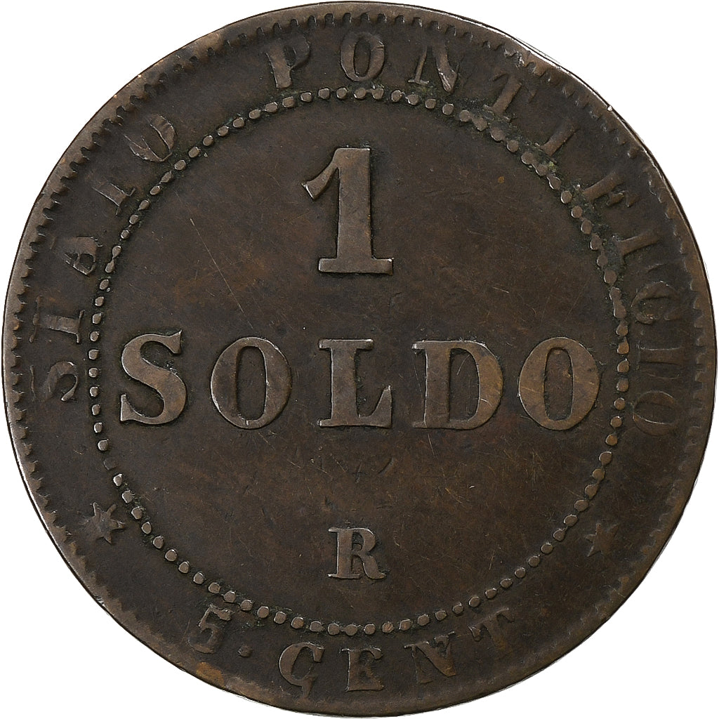 Italien Staaten, PAPAL STATES, Pius IX, Soldo, 5 Centesimi, 1867, Rome, Kupfer