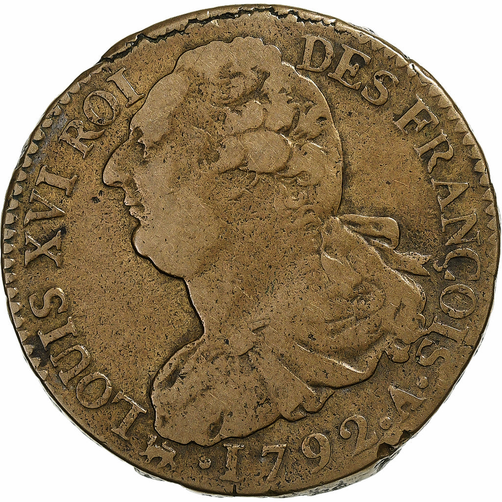Francja, 2 Sols, 2 sols françois, 1792 / AN 4, Paris, Brązowy, VF(30-35)