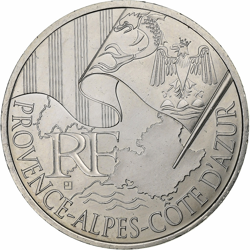 France, 10 Euro, Provence-Alpes-Côte d'Azur, 2010, Paris, Silver, AU(55-58)