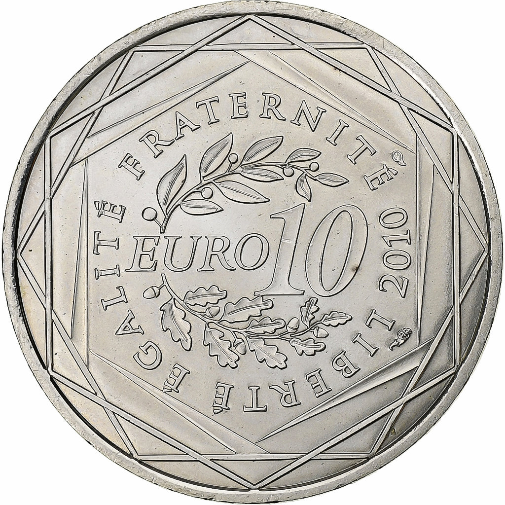 France, 10 Euro, Provence-Alpes-Côte d'Azur, 2010, Paris, Silver, AU(55-58)