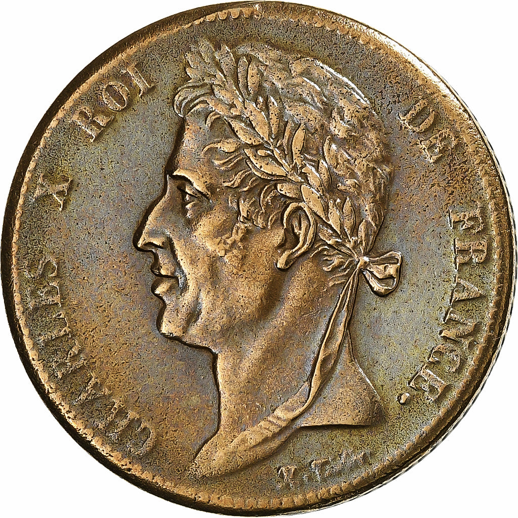 FRENCH COLONIES, Charles X, 5 Centimes, 1829, Paris, Bronze, EF(40-45)