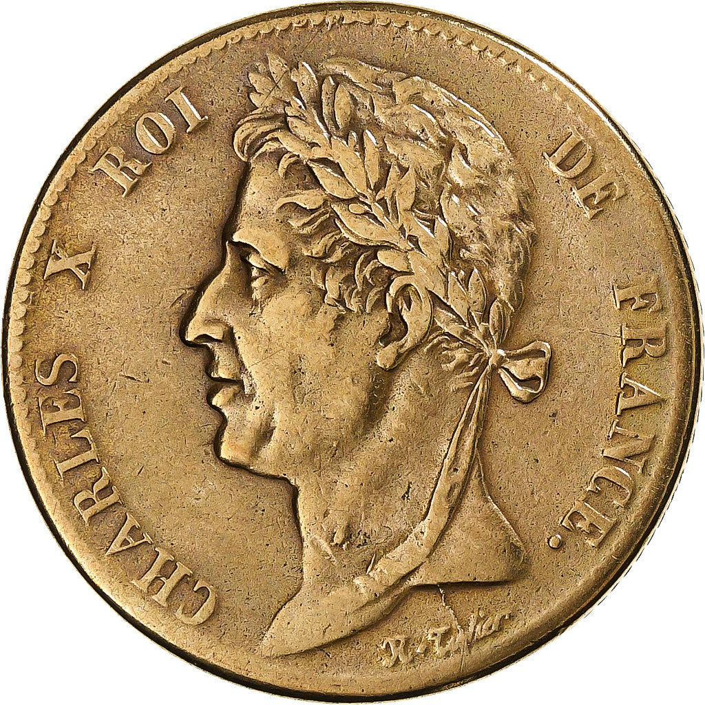 FRENCH COLONIES, Charles X, 5 Centimes, 1825, Paris, Bronze, VF(30-35)