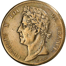 FRENCH COLONIES, Charles X, 5 Centimes, 1825, Paris, Bronze, EF(40-45)