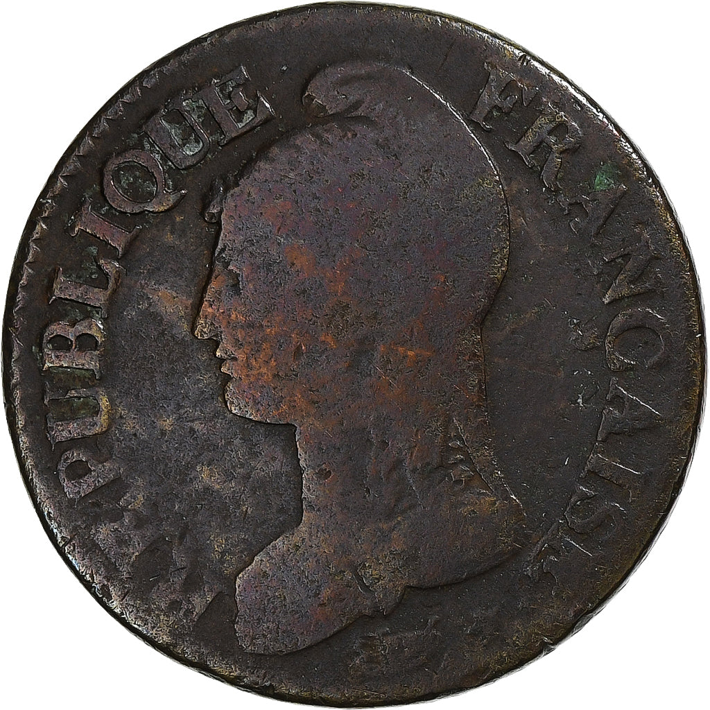 Frankreich, 5 Centimes, Dupré, 1793 / AN 5, Rouen, Bronze, S, Gadoury:126