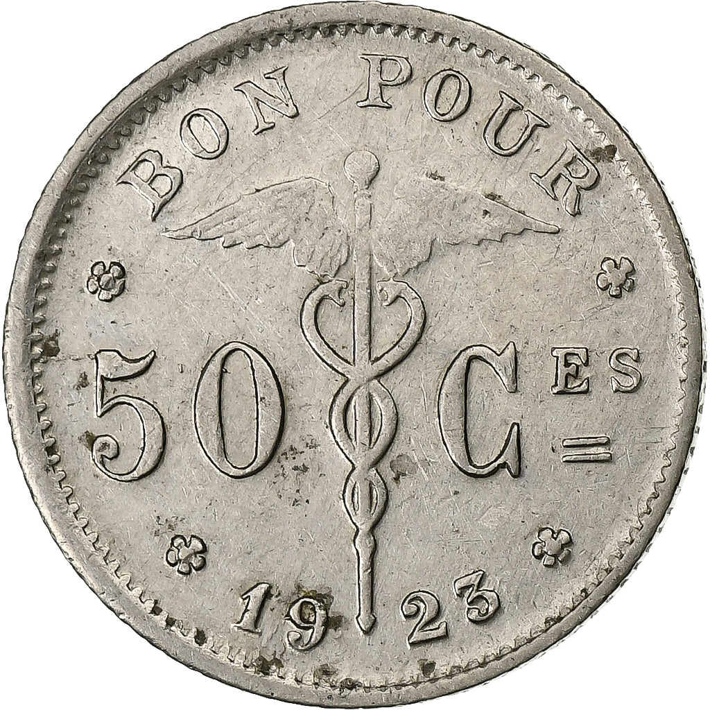 Bélgica, Albert I, 50 Centimes, 1923, Níquel, MBC, KM:87