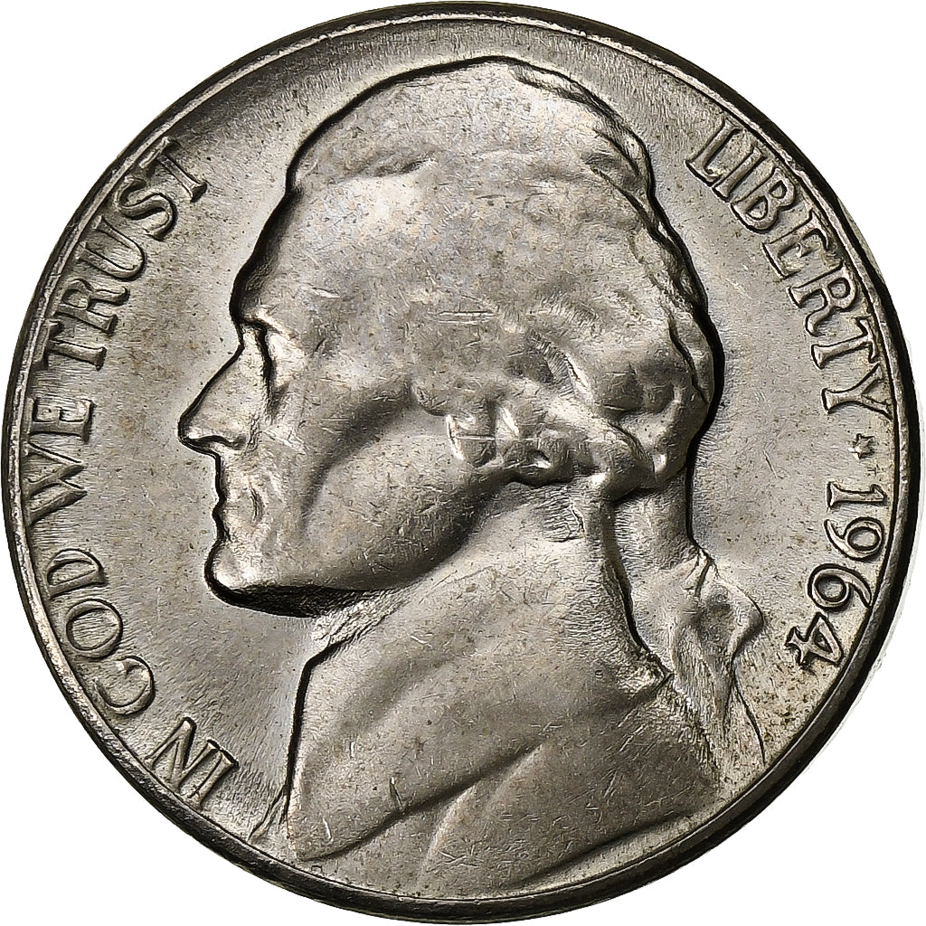 Vereinigte Staaten, 5 Cents, Jefferson, 1964, U.S. Mint, Kupfer-Nickel, VZ