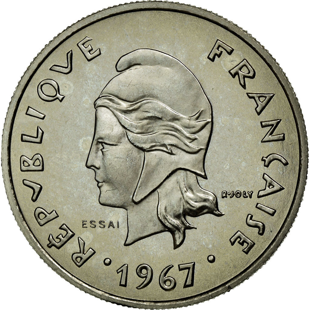 Coin, French Polynesia, 10 Francs, 1967, MS(65-70), Nickel, Lecompte:67