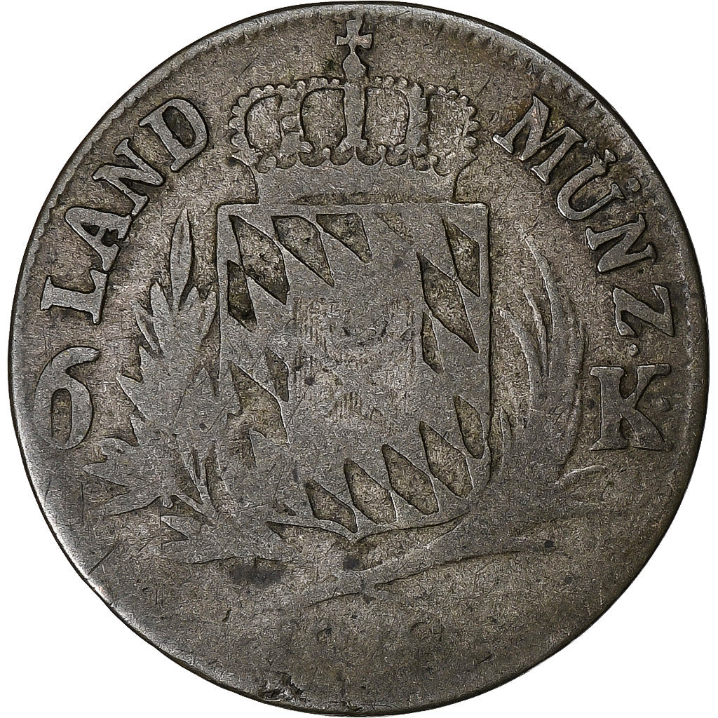 Deutsch Staaten, BAVARIA, Maximilian IV, Josef, 6 Kreuzer, 1818, Silber, SGE