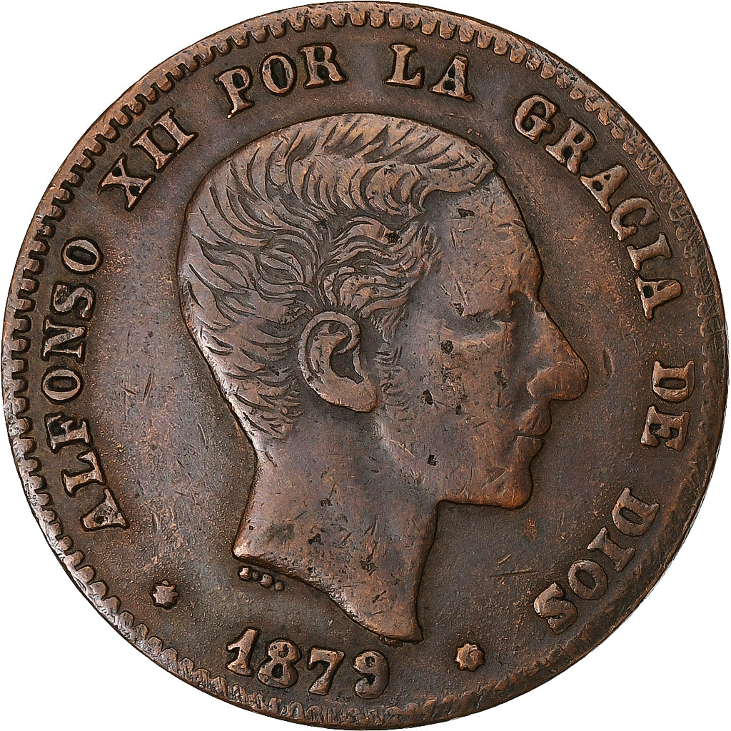 Espagne, Alfonso XII, 10 Centimos, 1879, Madrid, Bronze, TB+, KM:675