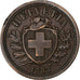 Suiza, 2 Rappen, 1883, Bern, Bronce, MBC, KM:4.1
