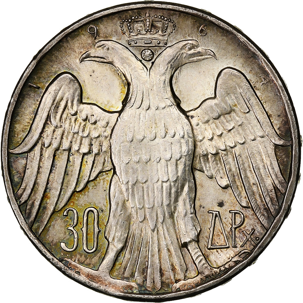 Greece, Constantine II, 30 Drachmai, 1964, Silver, AU(50-53), KM:87