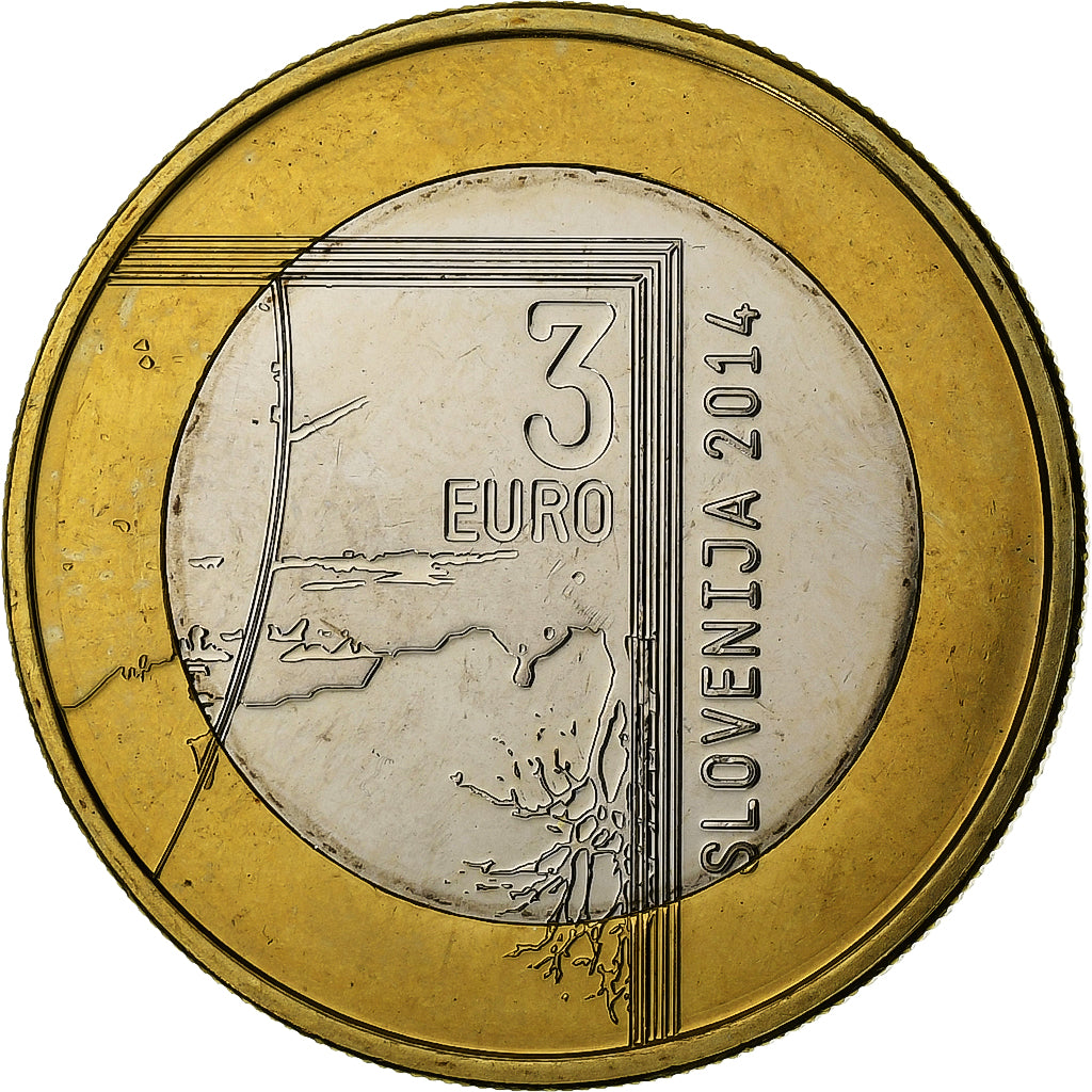 Slovénie, 3 Euro, Janez Puhar, 2014, Vantaa, Bimétallique, FDC, KM:118