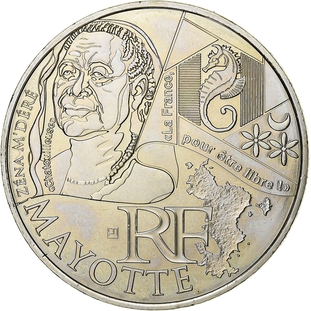 France, 10 Euro, Mayotte, 2012, Paris, Silver, MS(65-70), Gadoury:EU514, KM:1862
