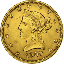 United States, $10, Eagle, Coronet Head, 1907, U.S. Mint, Gold, AU(50-53)