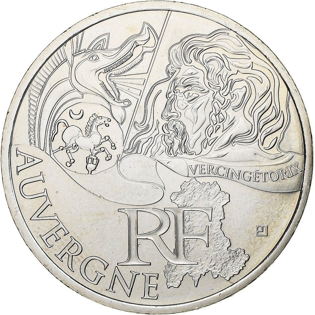 França, 10 Euro, Auvergne, 2012, Paris, Prata, MS(65-70), Gadoury:EU514