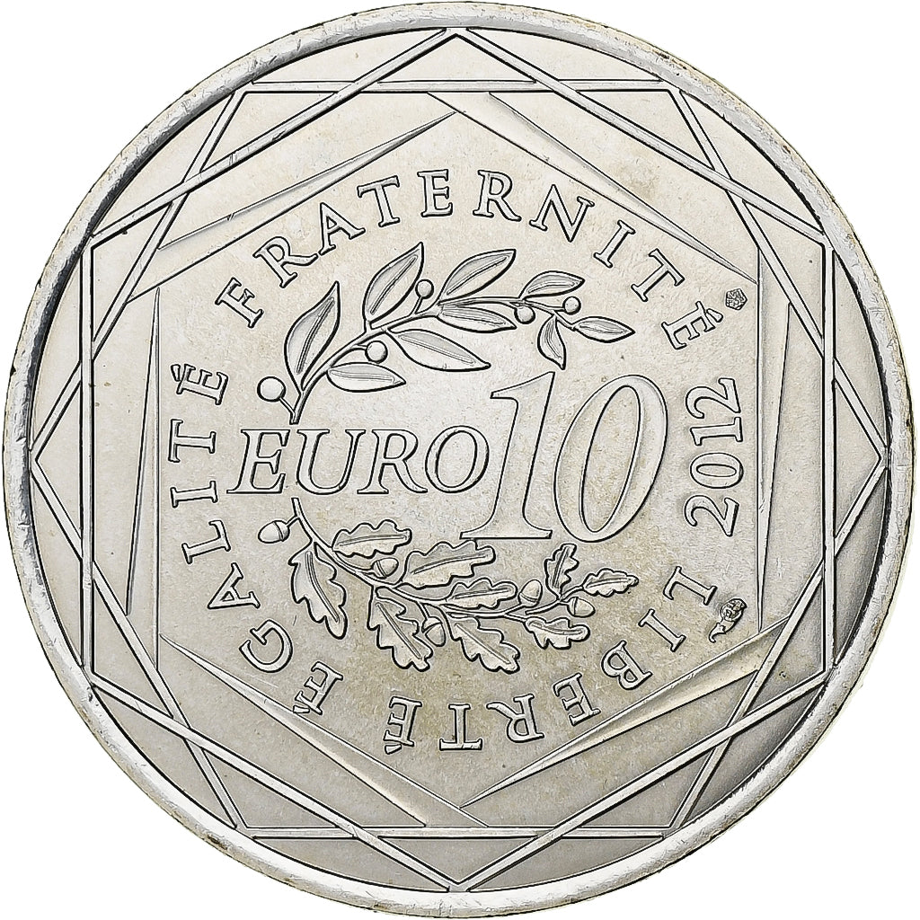 França, 10 Euro, Auvergne, 2012, Paris, Prata, MS(65-70), Gadoury:EU514