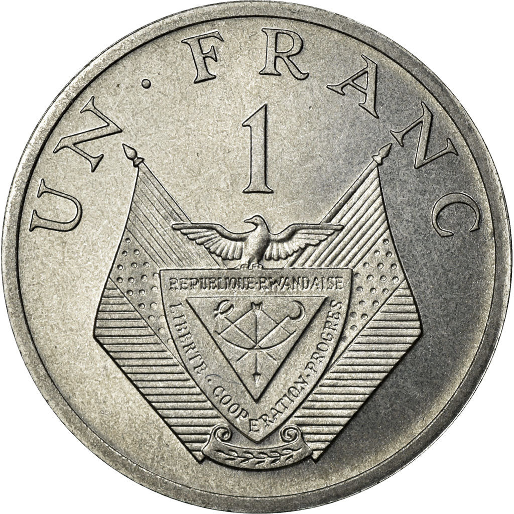Coin, Rwanda, Franc, 1977, MS(65-70), Aluminum, KM:E4