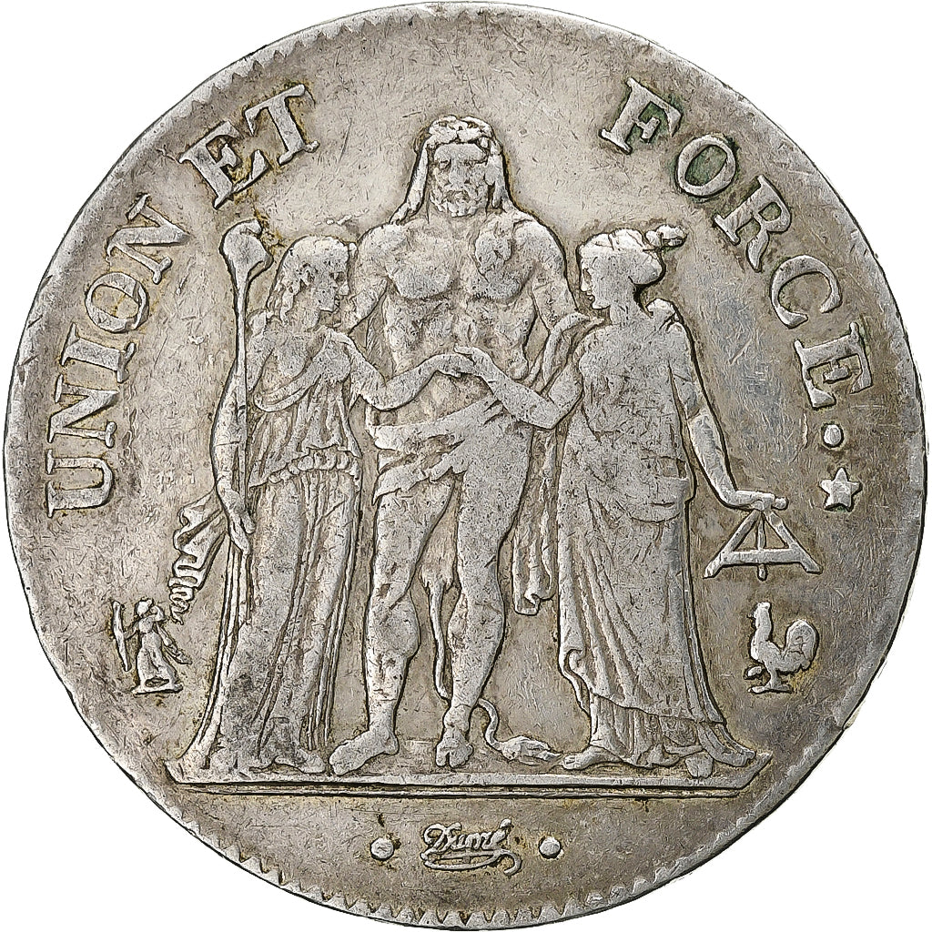 France, 5 Francs, Union et Force, An 11 (1803), Paris, Argent, TB+