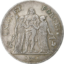 France, 5 Francs, Union et Force, An 11 (1803), Paris, Argent, TB+