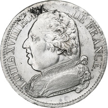 Francia, Louis XVIII, 5 Francs, 1814, Rouen, Plata, MBC, Gadoury:591, KM:702.2