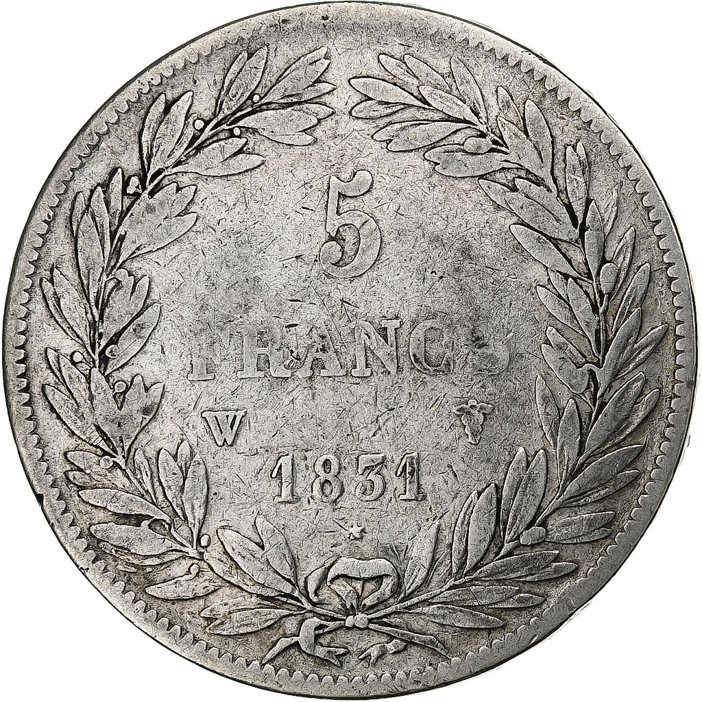 Francja, Louis-Philippe, 5 Francs, 1831, Paris, Srebro, VF(30-35), Gadoury:676a