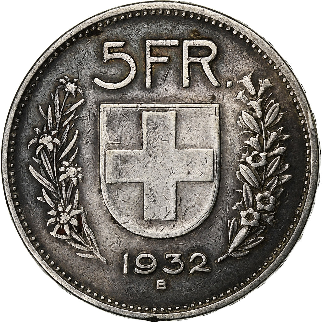 Svizzera, 5 Francs, 1932, Bern, Argento, BB, KM:40