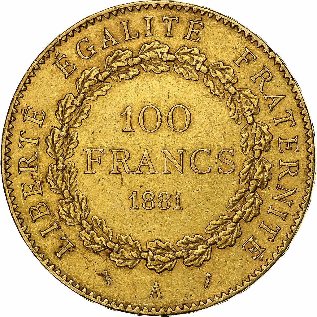 France, 100 Francs, Génie, 1881, Paris, Gold, AU(50-53), Gadoury:1137, KM:832