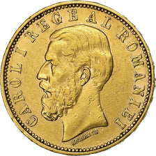 Romania, Carol I, 20 Lei, 1890, Bucharest, Gold, AU(50-53), KM:20