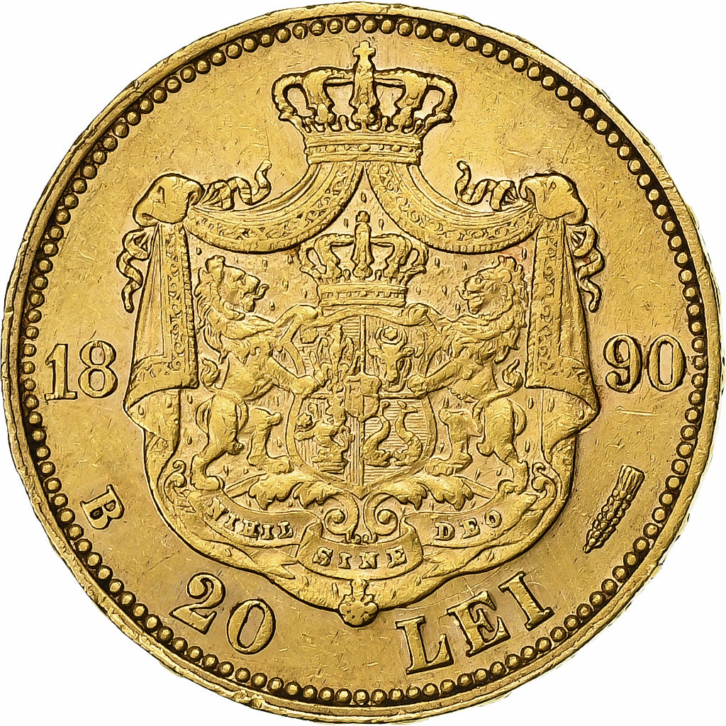 Romania, Carol I, 20 Lei, 1890, Bucharest, Gold, AU(50-53), KM:20