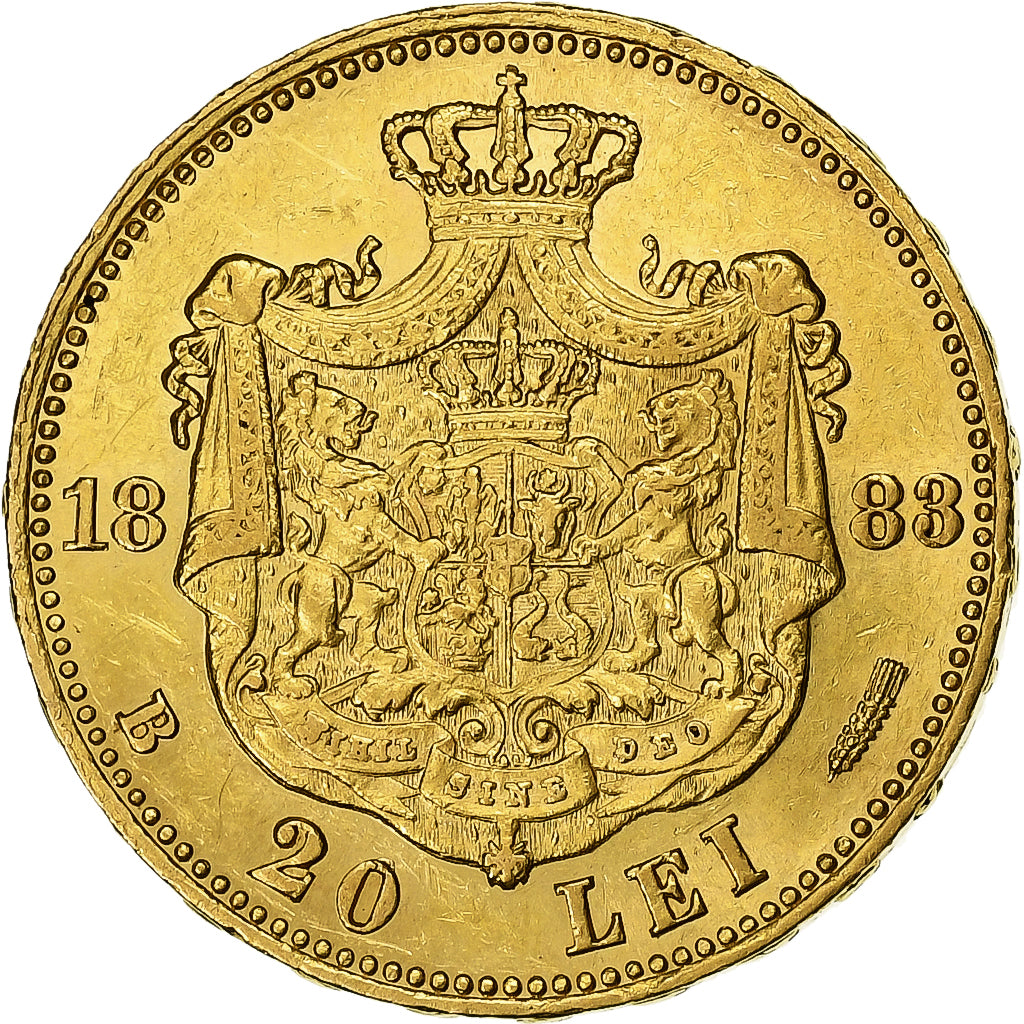 Romania, Carol I, 20 Lei, 1883, Bucharest, Gold, AU(55-58), KM:20