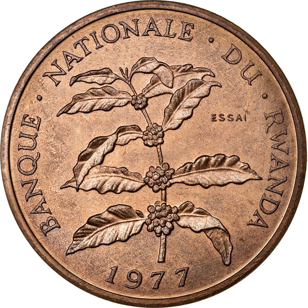 Coin, Rwanda, 5 Francs, 1977, MS(65-70), Bronze, KM:E5