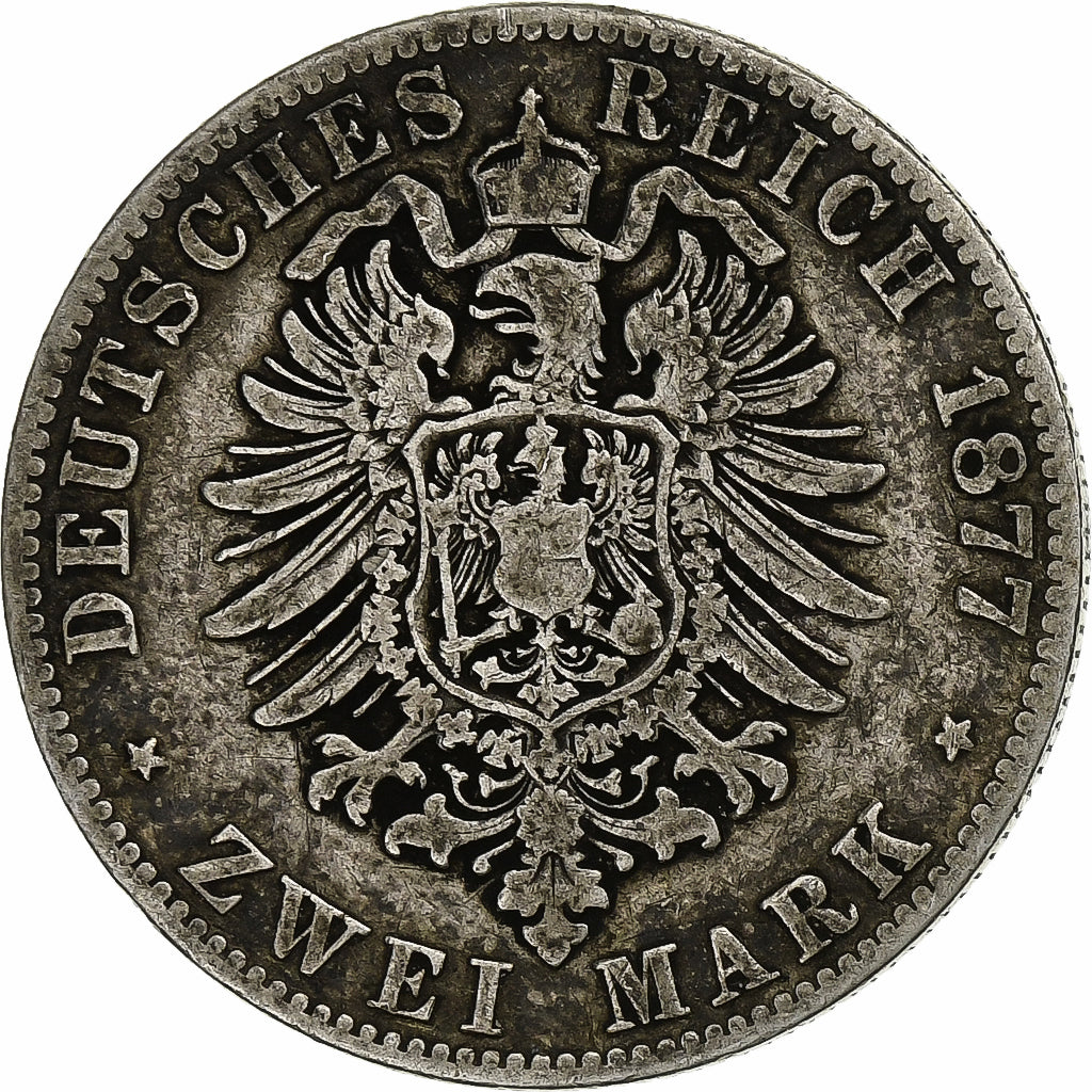 German States, PRUSSIA, Wilhelm I, 2 Mark, 1877, Berlin, Silver, VF(30-35)