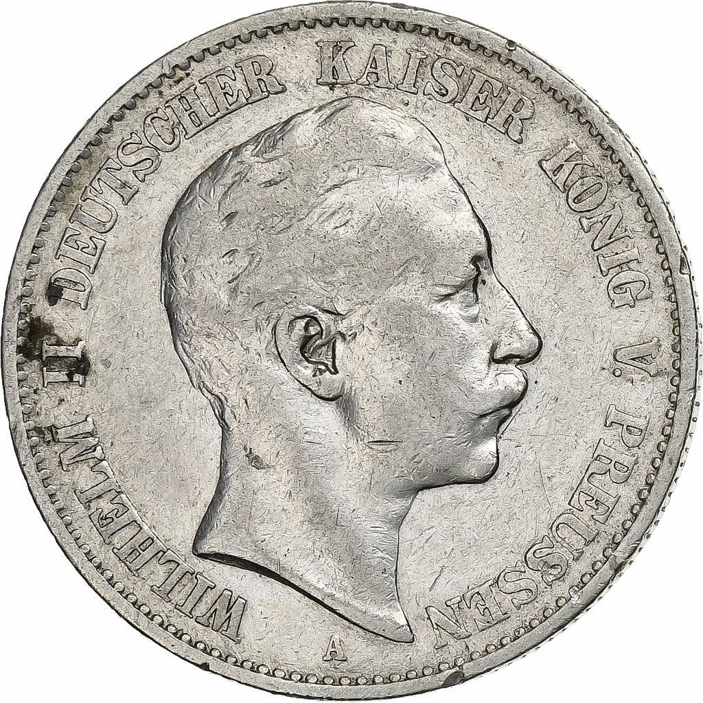 German States, PRUSSIA, Wilhelm II, 2 Mark, 1896, Berlin, Silver, EF(40-45)