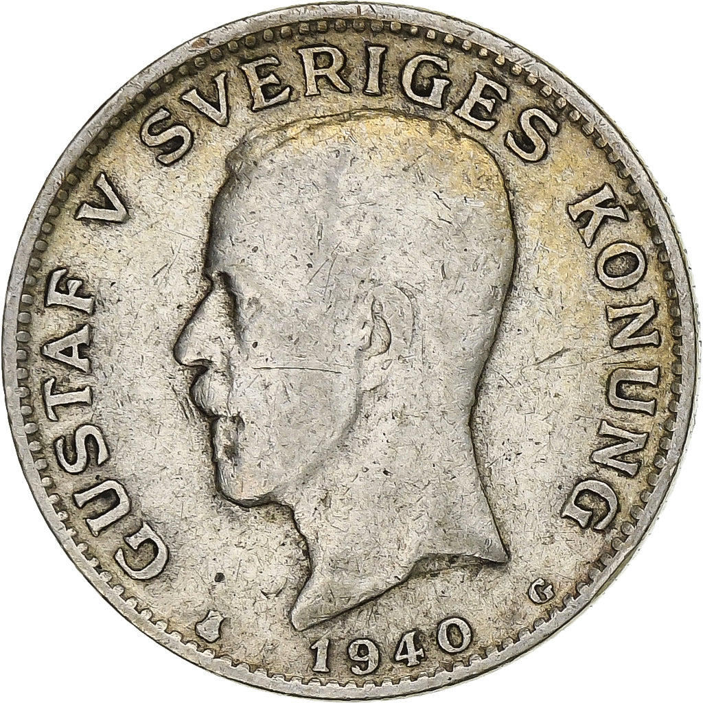 Szwecja, Gustaf V, Krona, 1940, Srebro, EF(40-45), KM:786.2
