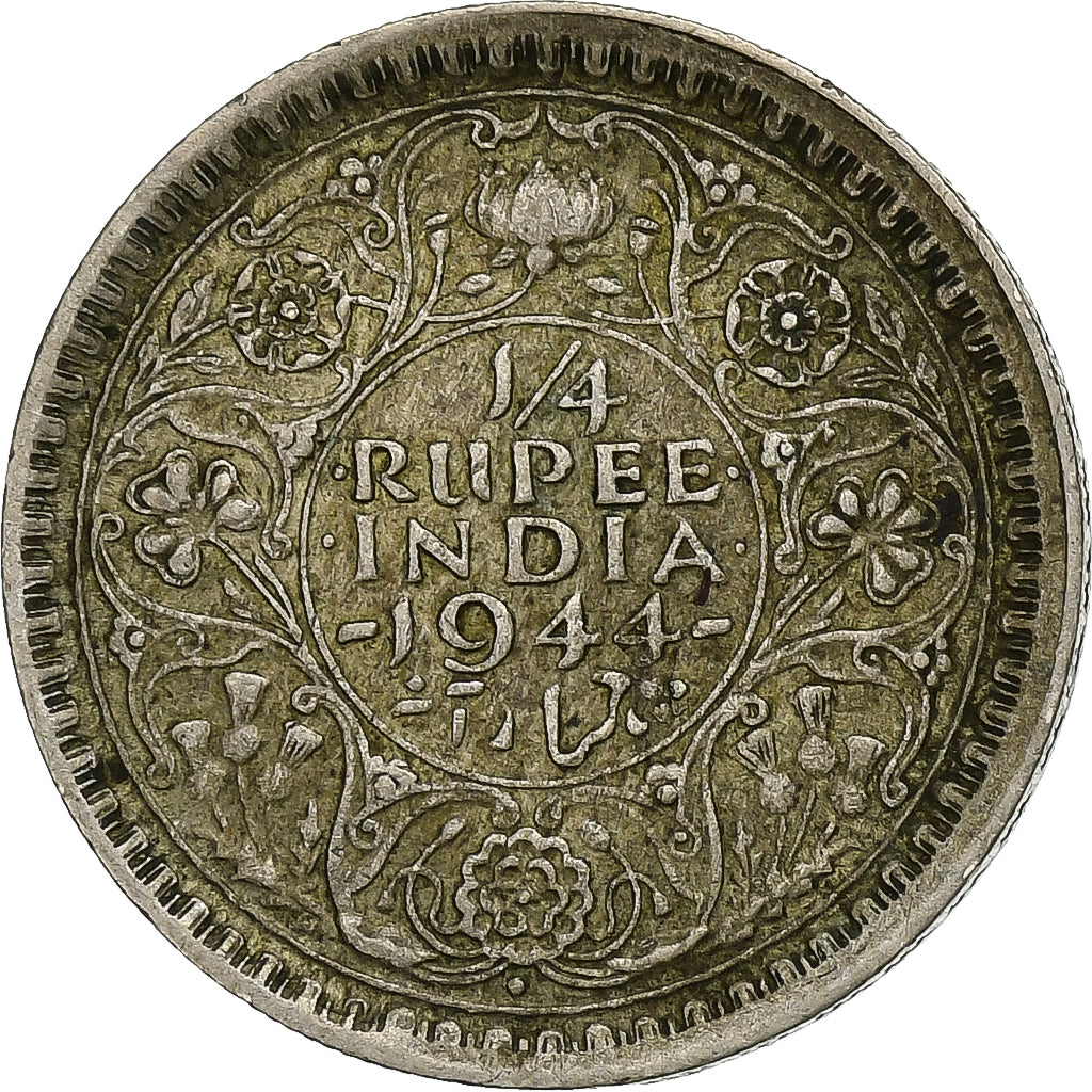 INDIA - BRITANNICA, George VI, 1/4 Rupee, 1944, Bombay, Argento, BB, KM:547