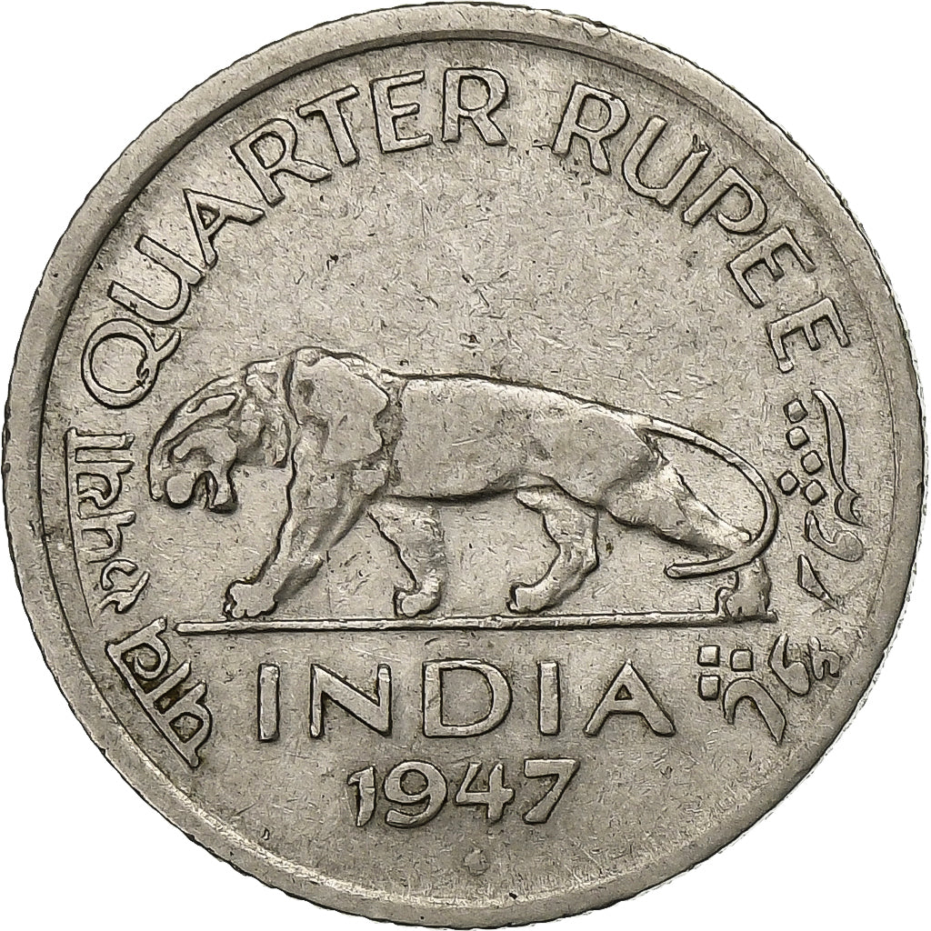 INDIA-BRITISH, George VI, 1/4 Rupee, 1947, Bombay, Nickel, EF(40-45), KM:548