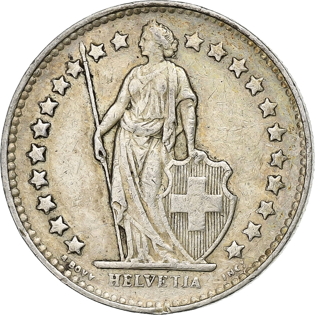 Svizzera, 1/2 Franc, 1945, Bern, Argento, BB, KM:23